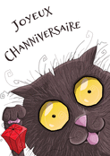 Chat amusant avec cadeau pour anniversaire